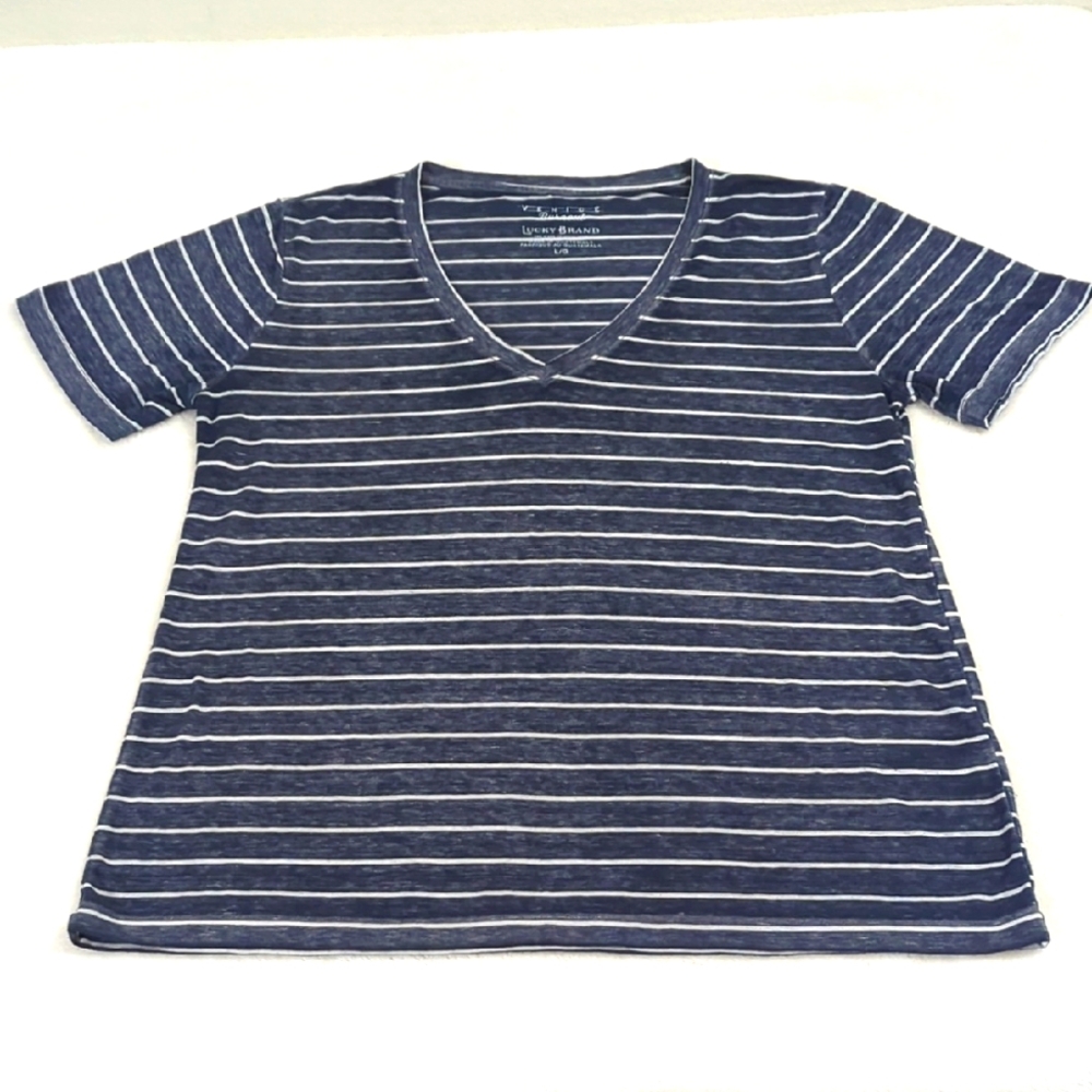 Lucky Venice Burnout Denim Blue Top L  NWOT